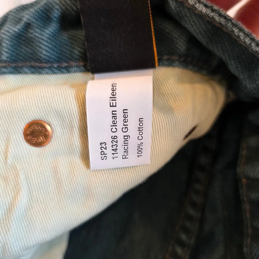 Nudie Jeans Co Teal Blue Green Straight Leg Organic Cotton Jeans W27 L32 Sample